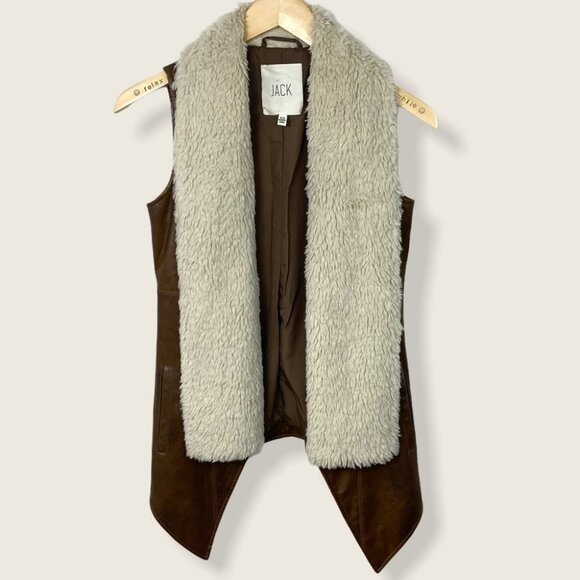 Revolve BB Dakota Faux Leather Sherpa Fleece Vest Size XS Bohemian Hippie Boho - Picture 3 of 13